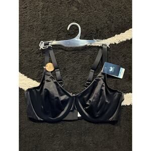 Wacoal Black Satin Bra 38C Full Coverage Comfort Underwire NWT $65 Retail